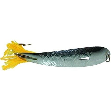 Hopkins Hammered Trolling Spoon With Yellow Feather, 5 12 1 34 Oz, Stainless Steel Hook 550FY
